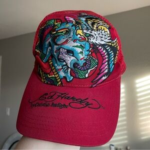 Red Ed Hardy Snake and Eagle Hat